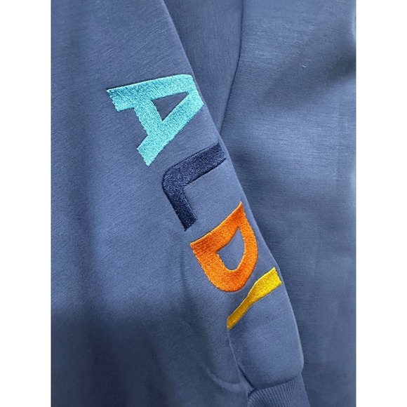 Aldi Gear Retro Striped Merch Size XL Logo Sleeve Blue Drawstring Bottom - Picture 4 of 5